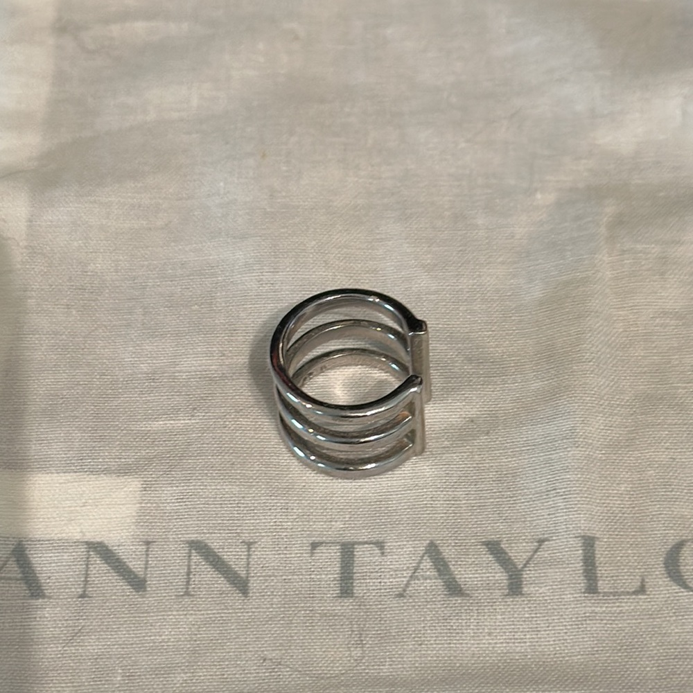 Ann Taylor Silver-tone Three Layer Ring Size 6